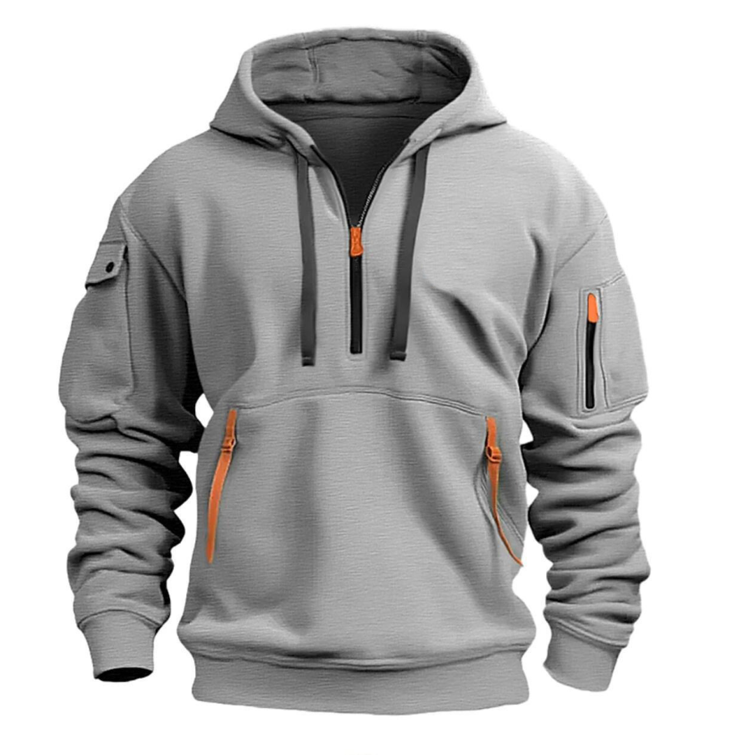 Adrianne | Men's Drawstring Utility Pocket Front Zip Hoodie