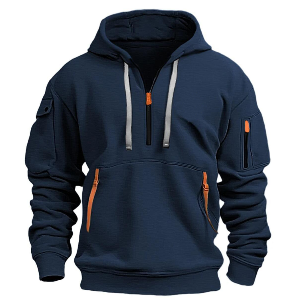 Adrianne | Men's Drawstring Utility Pocket Front Zip Hoodie