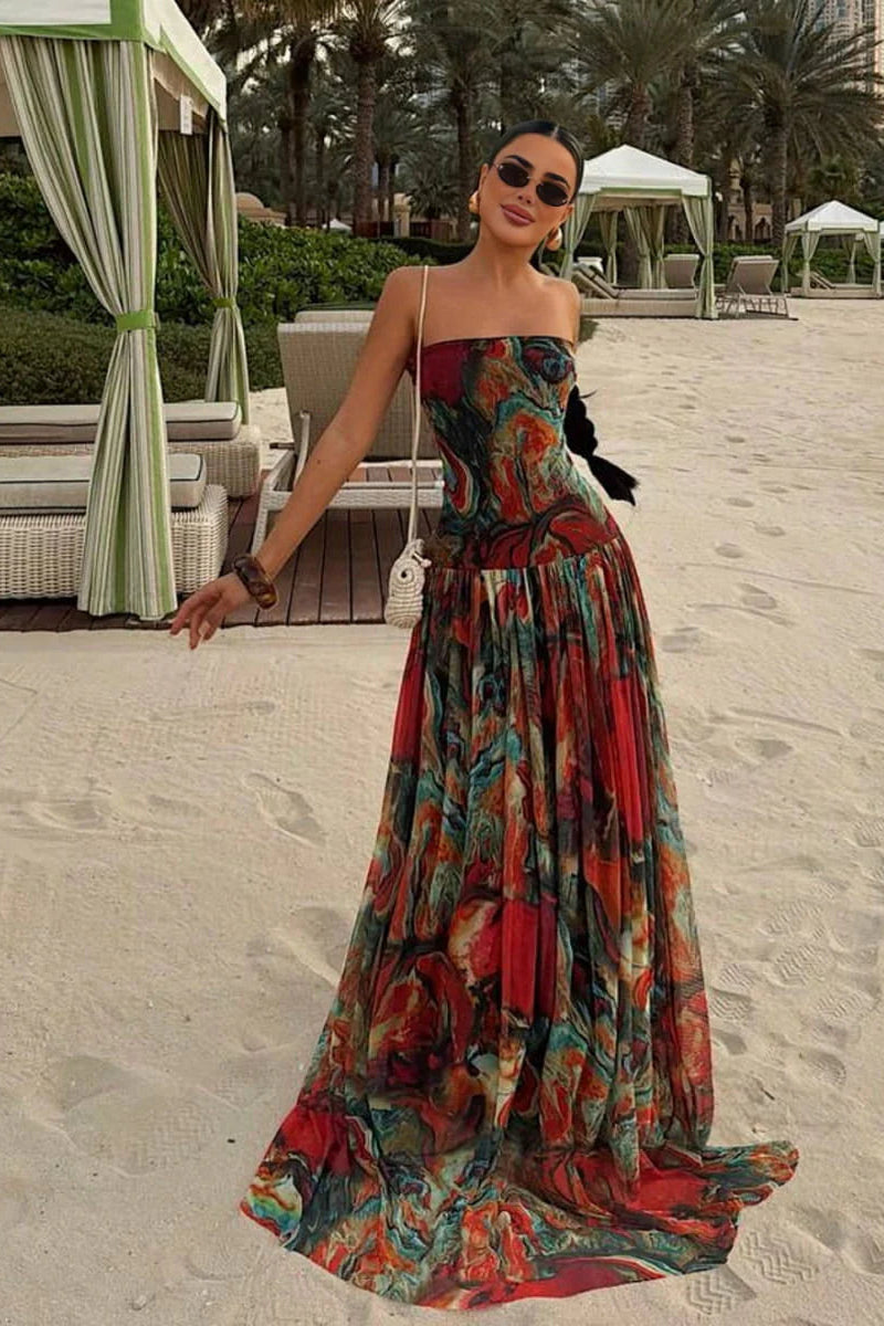 Adwen | Women's Abstract Strapless Wedding Guest Dress