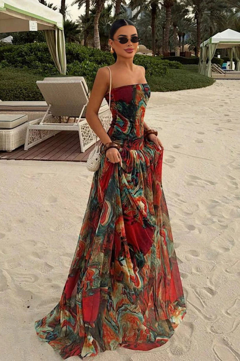 Adwen | Women's Abstract Strapless Wedding Guest Dress