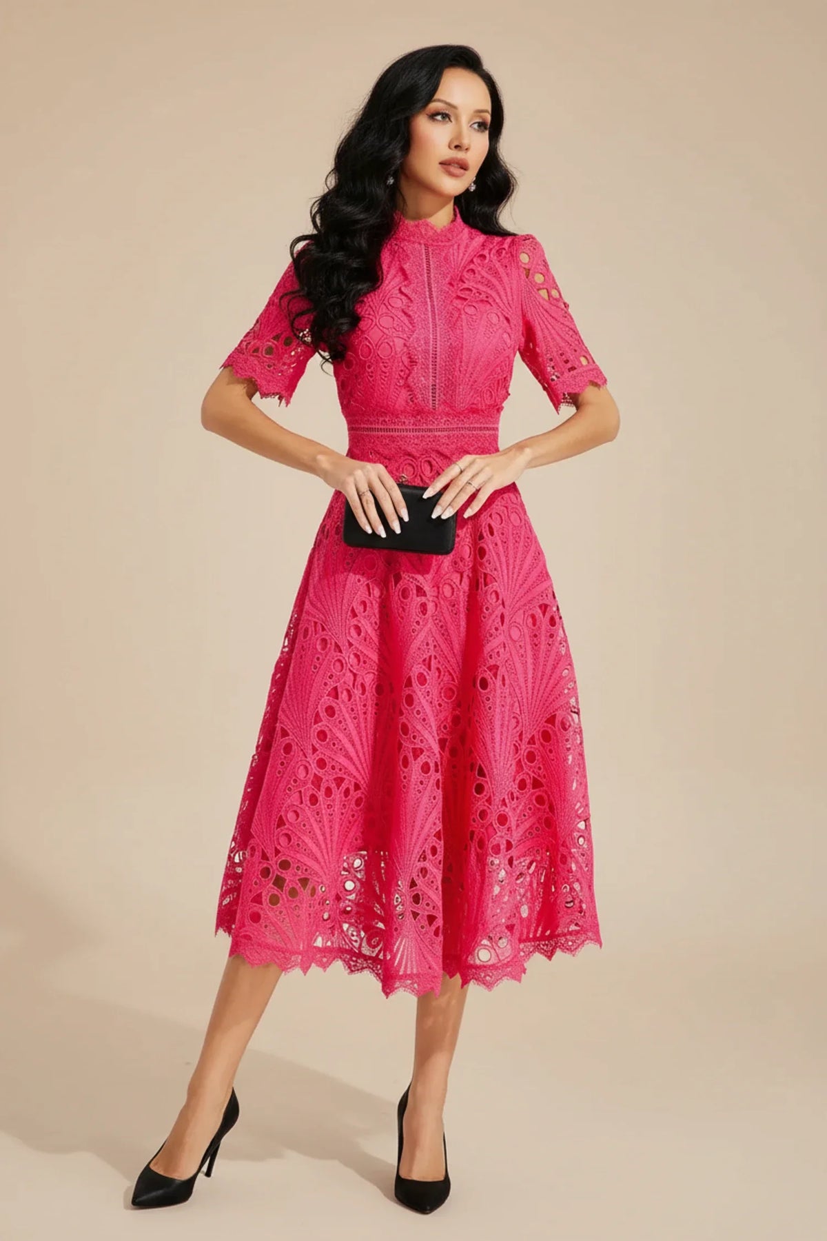Aeryn | Women's Mock Neck A Line Wedding Guest Dress