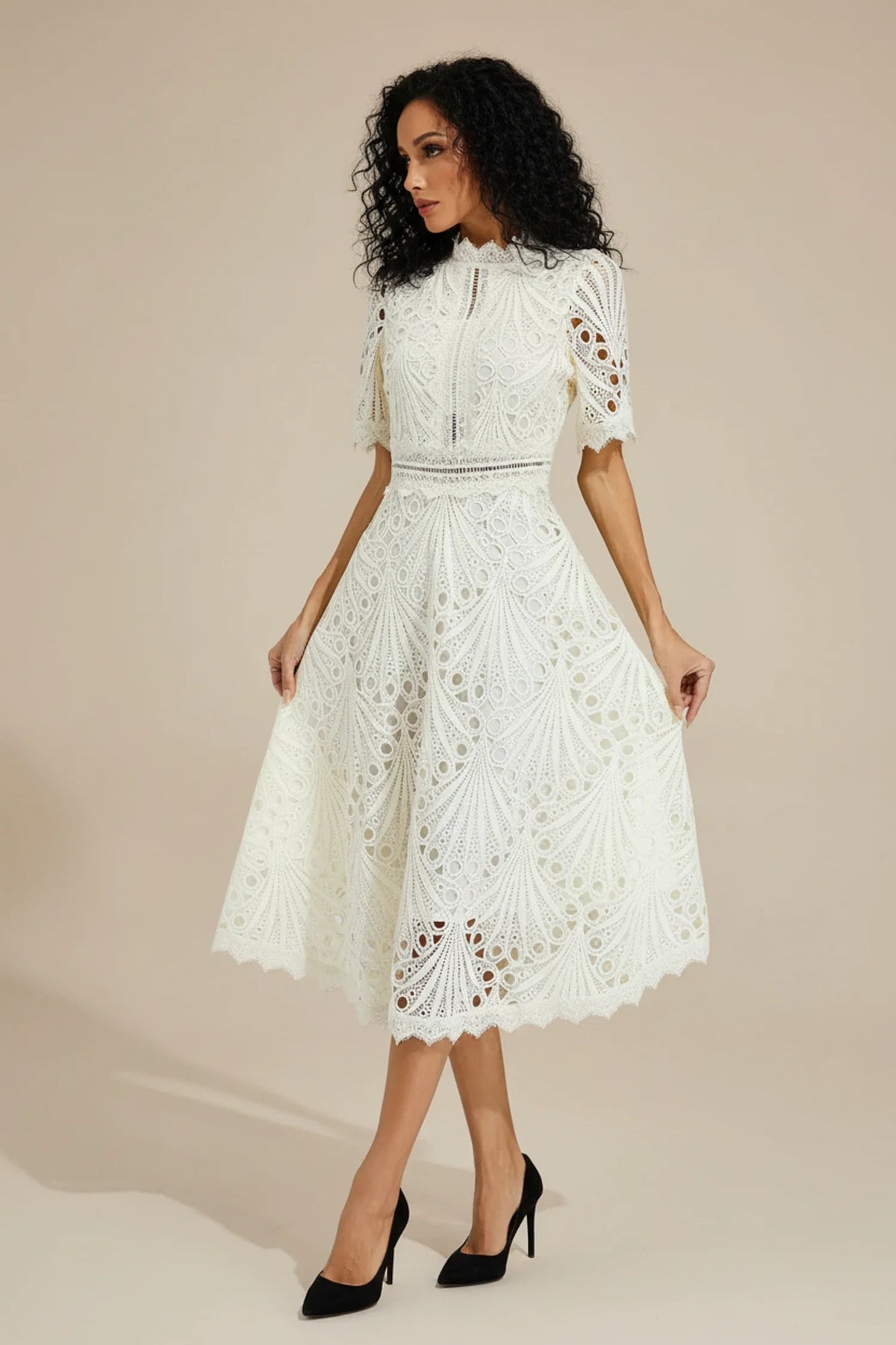 Aeryn | Women's Mock Neck A Line Wedding Guest Dress