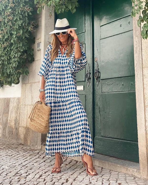 Afallon | Women's Geometric Print Summer Maxi Dress
