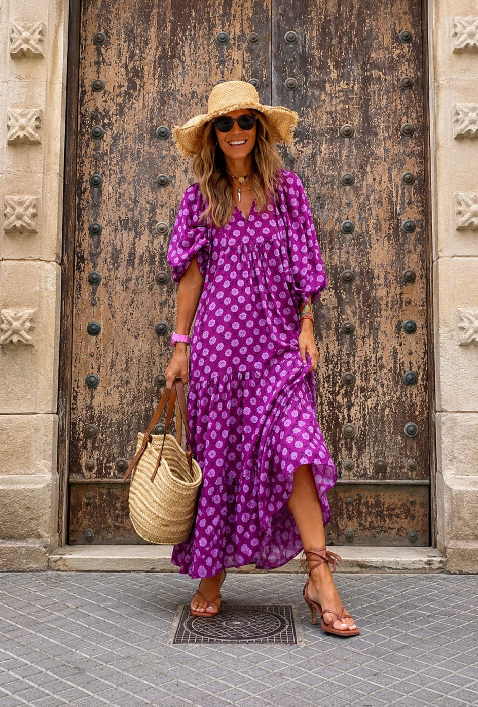 Afallon | Women's Geometric Print Summer Maxi Dress