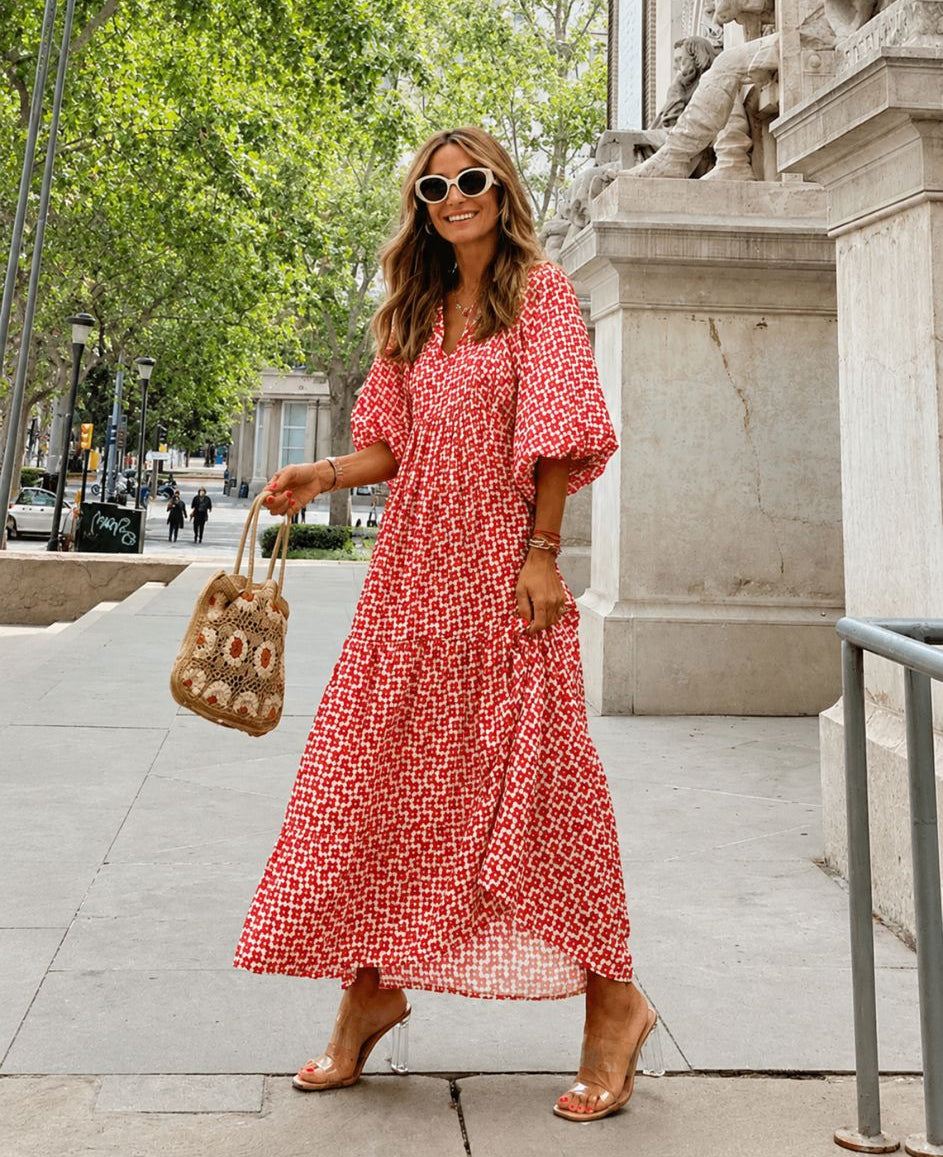 Afallon | Women's Geometric Print Summer Maxi Dress