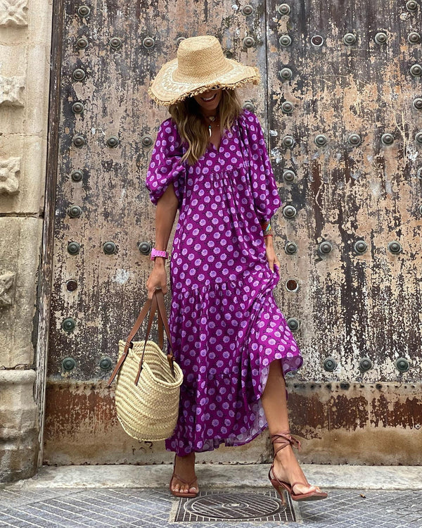 Afallon | Women's Geometric Print Summer Maxi Dress