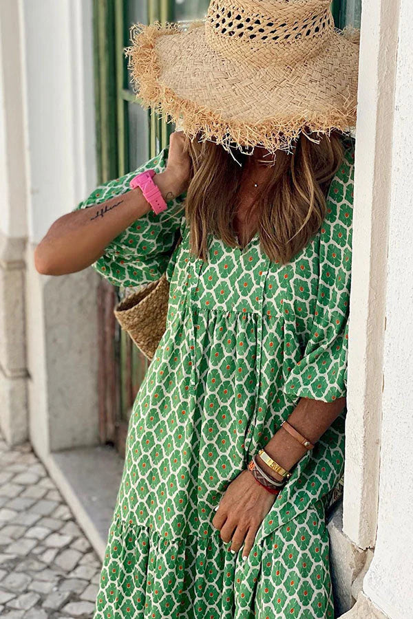 Afallon | Women's Geometric Print Summer Maxi Dress
