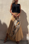 Agafia | Women's Geometric Print Ankle-Length Maxi Skirt