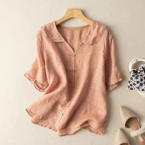 Agnes | Women’s V Neck Scalloped Collar Ruffle Sleeve Blouse