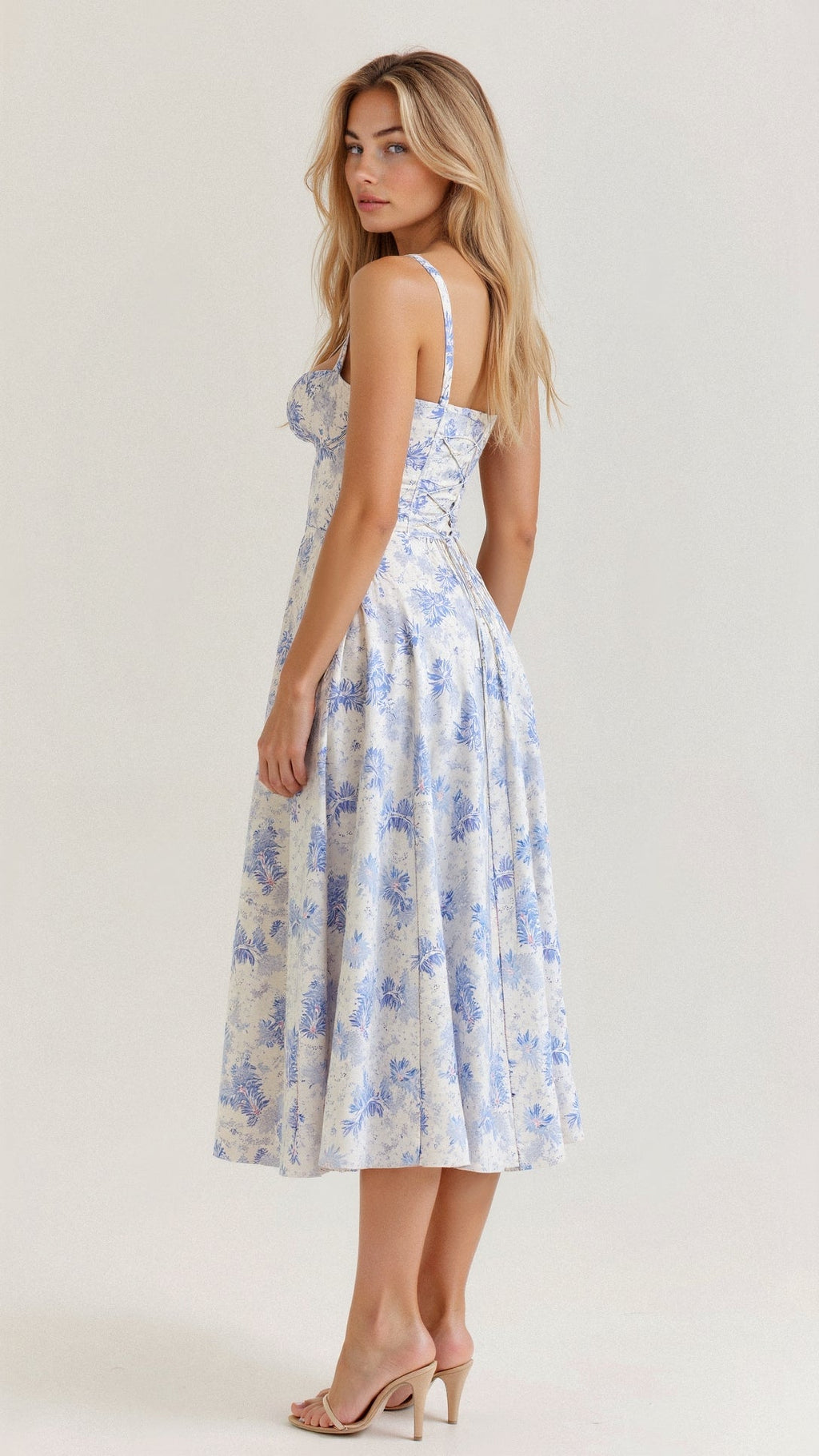Aigerim | Women's Sleeveless Shoulder Straps Midi Dress