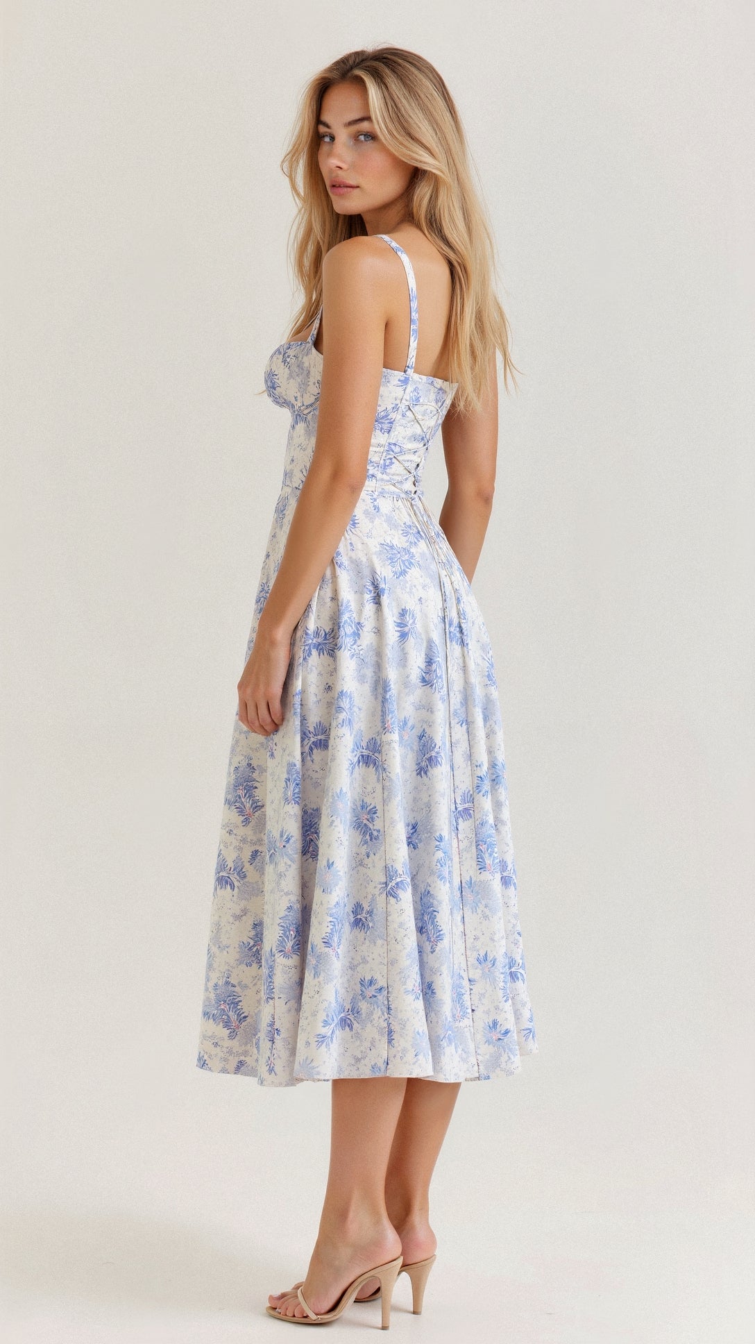 Aigerim | Women's Sleeveless Shoulder Straps Midi Dress