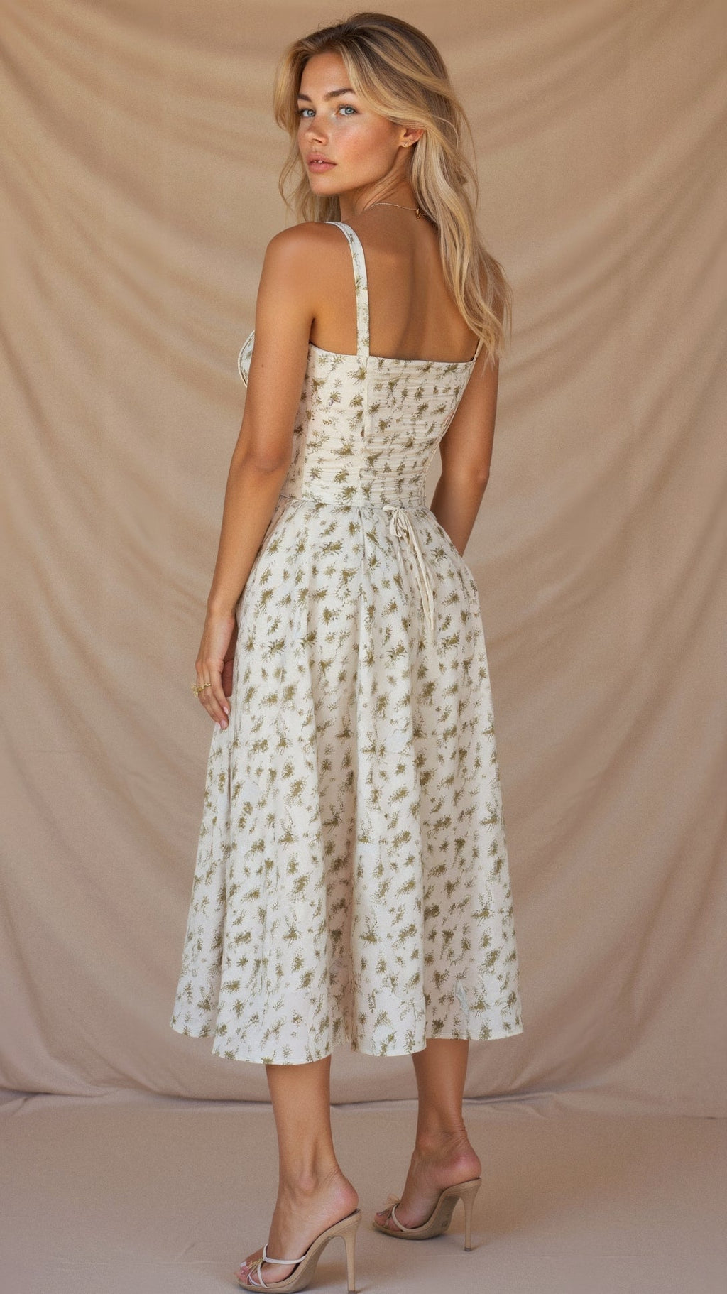 Aigerim | Women's Sleeveless Shoulder Straps Midi Dress