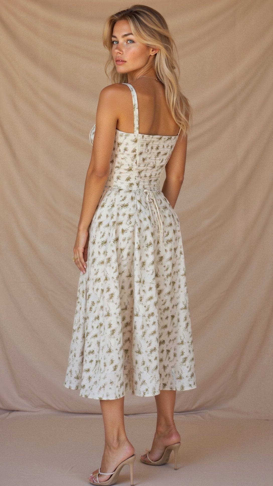 Aigerim | Women's Sleeveless Shoulder Straps Midi Dress