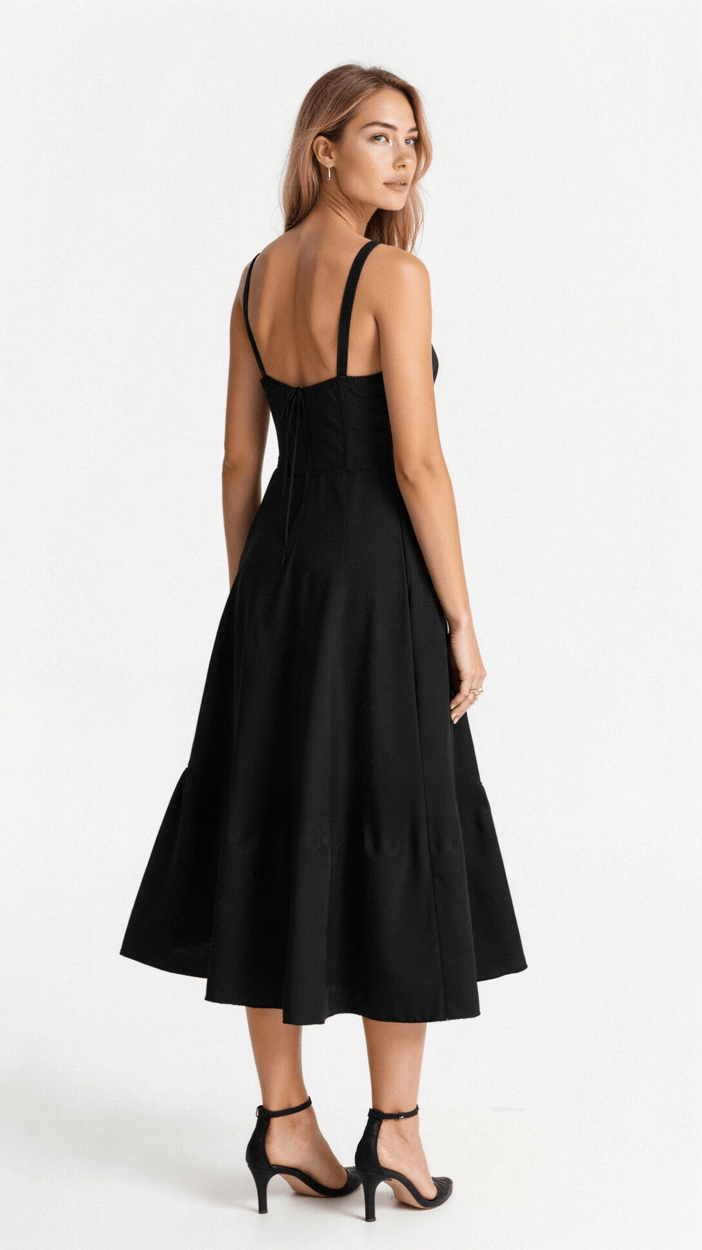 Aigerim | Women's Sleeveless Shoulder Straps Midi Dress