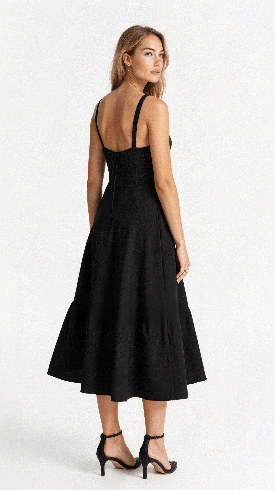 Aigerim | Women's Sleeveless Shoulder Straps Midi Dress