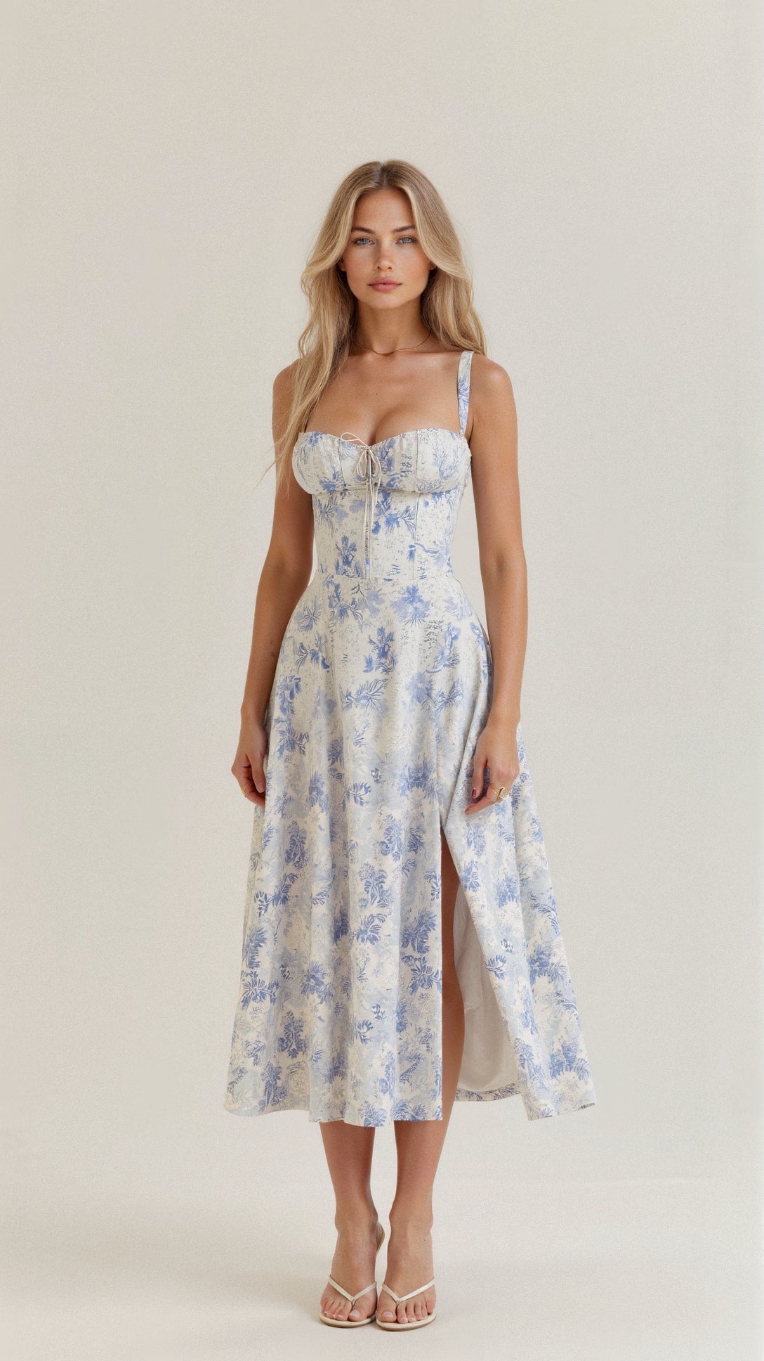 Aigerim | Women's Sleeveless Shoulder Straps Midi Dress