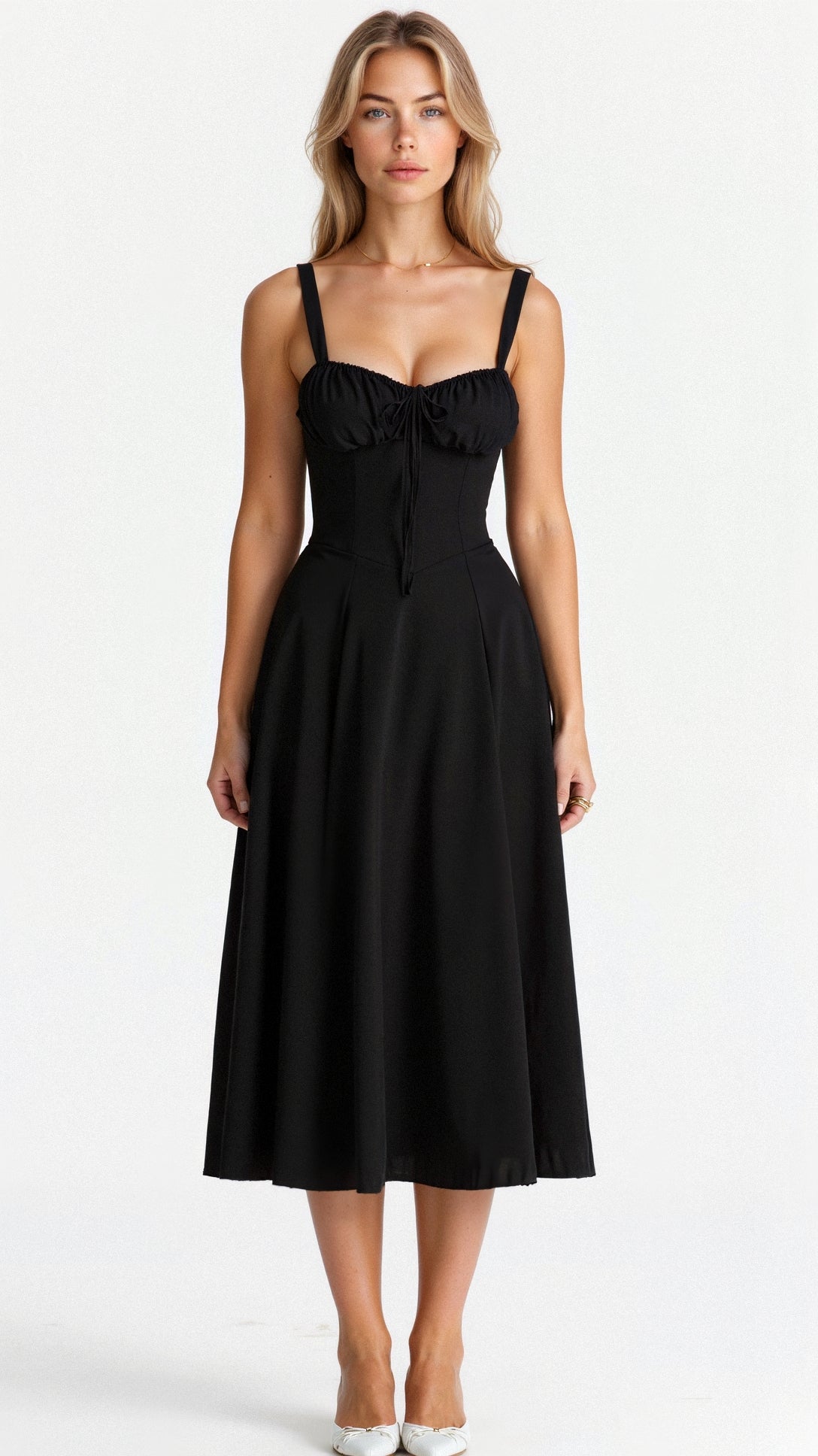 Aigerim | Women's Sleeveless Shoulder Straps Midi Dress