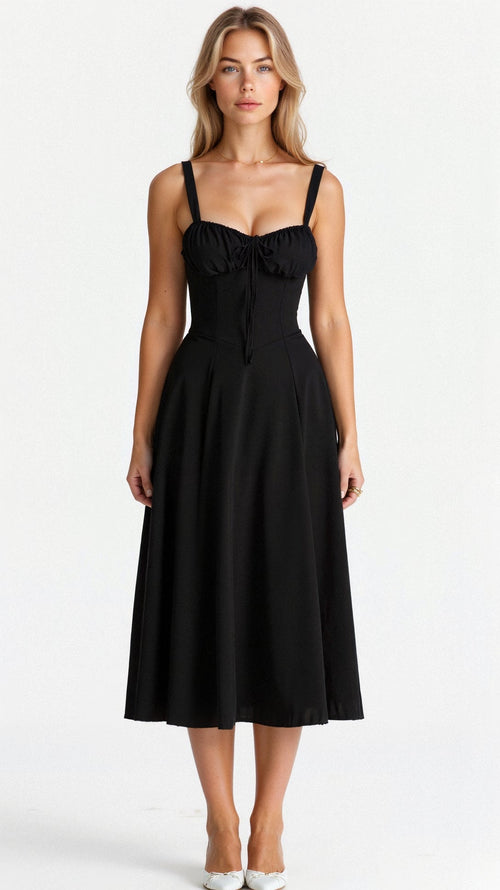 Aigerim | Women's Sleeveless Shoulder Straps Midi Dress