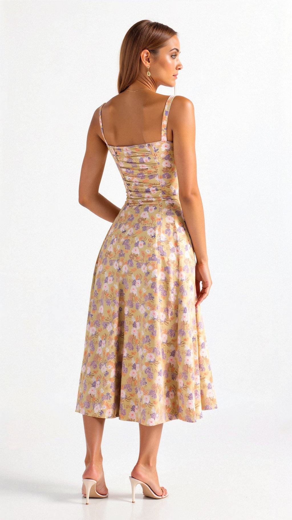 Aigerim | Women's Sleeveless Shoulder Straps Midi Dress