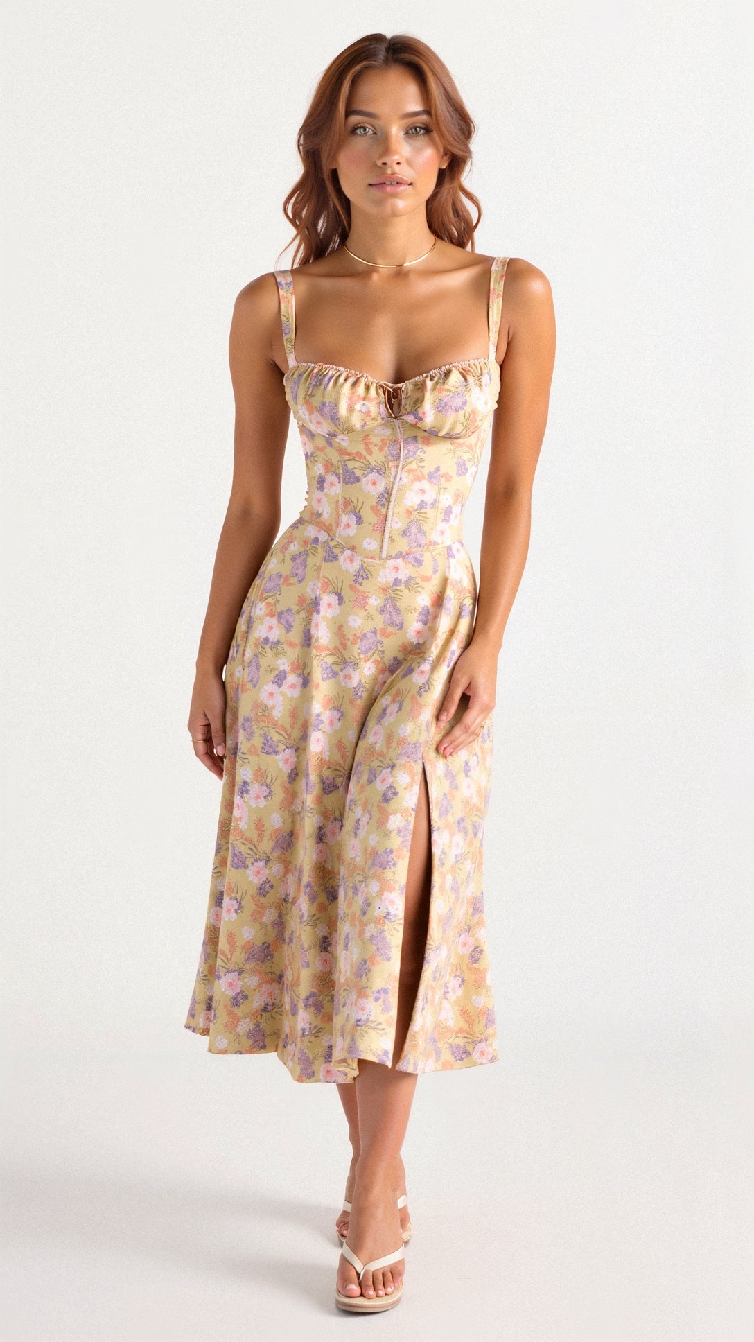 Aigerim | Women's Sleeveless Shoulder Straps Midi Dress