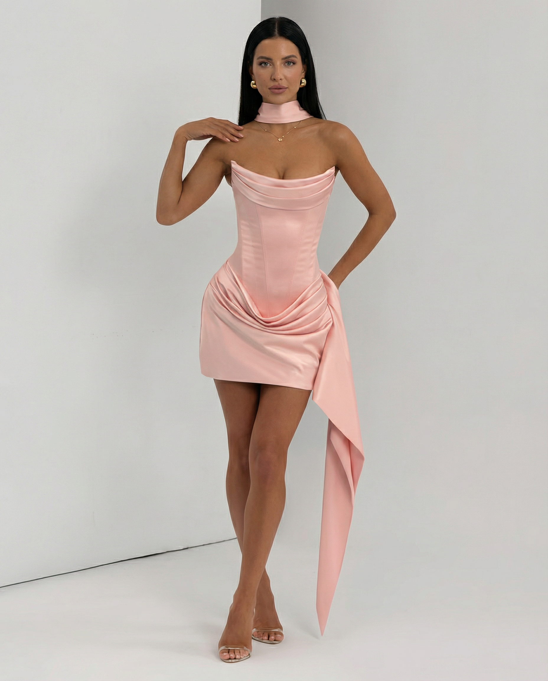 Ailish | Women's Draped Strapless Wedding Guest Mini Dress