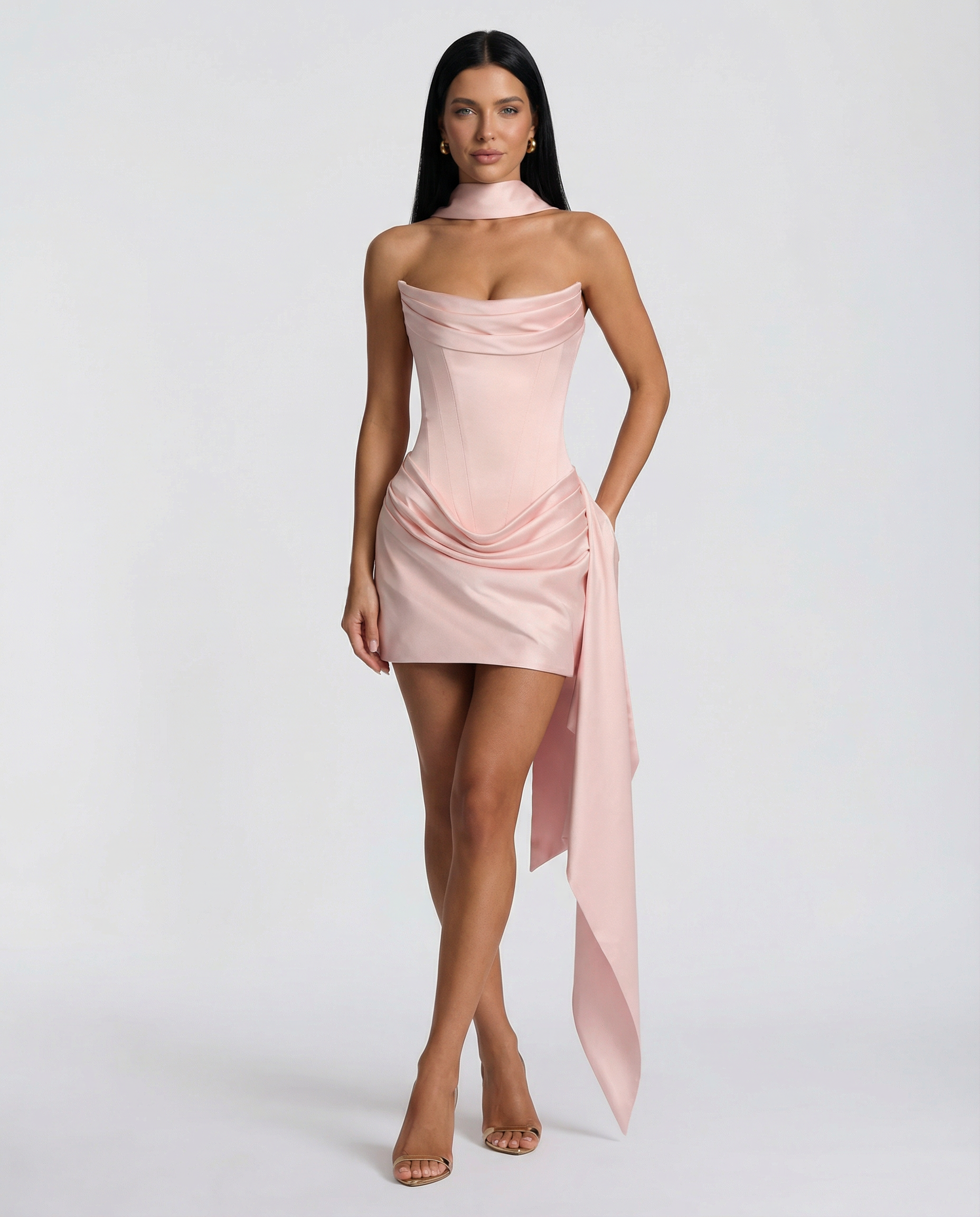 Ailish | Women's Draped Strapless Wedding Guest Mini Dress