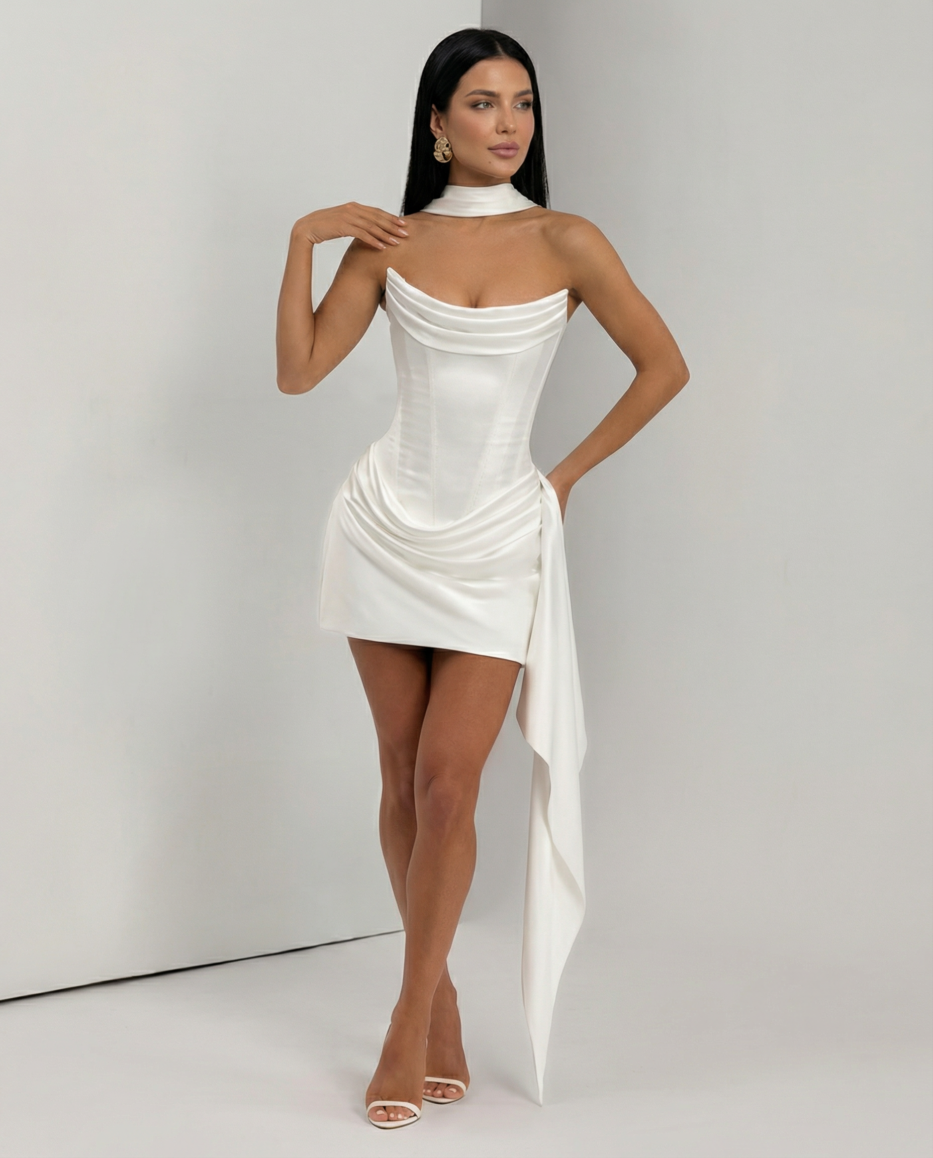 Ailish | Women's Draped Strapless Wedding Guest Mini Dress