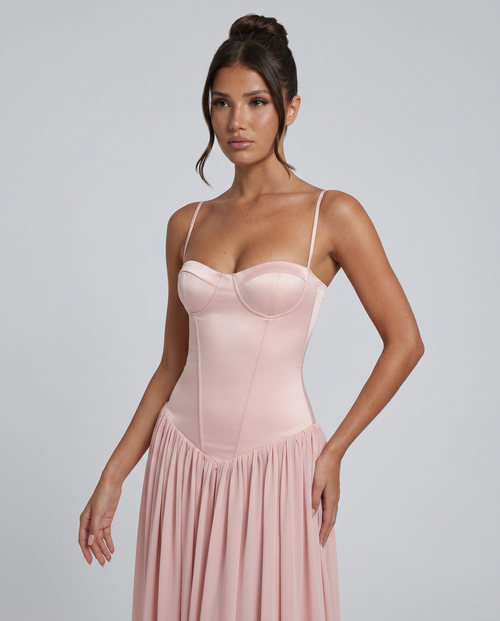 Ainslee | Women’s Sweetheart Neck Strappy Corset Maxi Dress