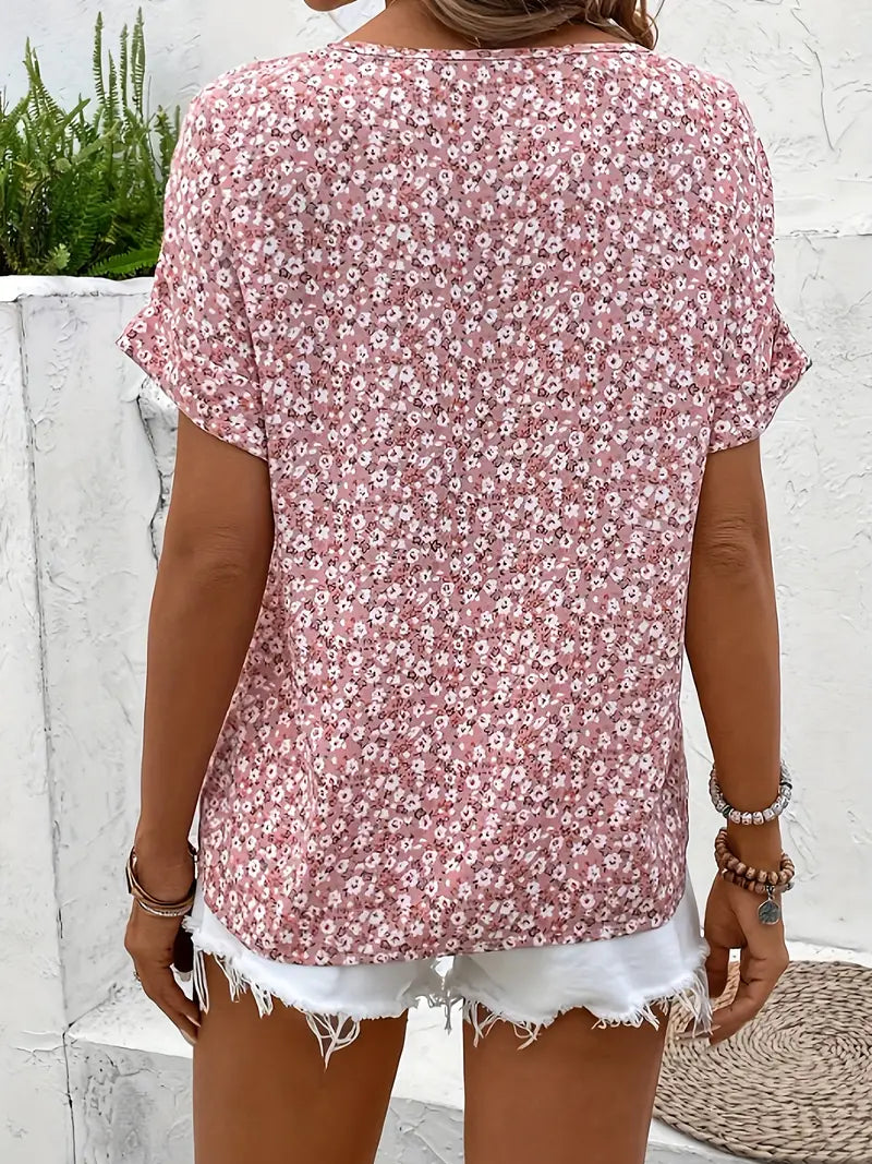 Ainsley | Women’s Notch Neck Floral Print Summer Top