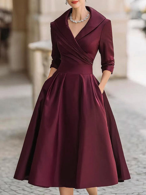 Aisha | Women’s V Neck A Line Event Midi Dress