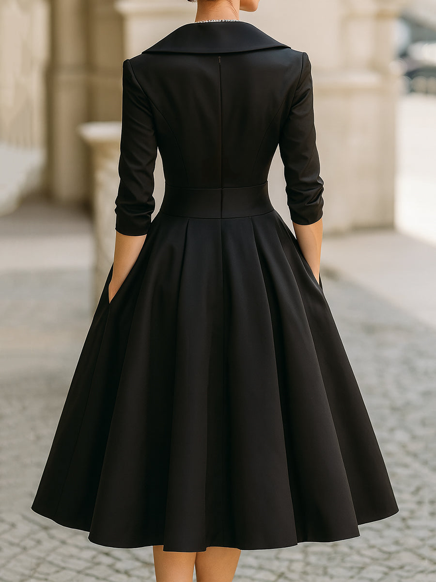 Aisha | Women’s V Neck A Line Event Midi Dress