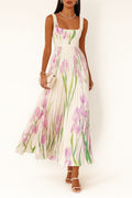 Akeelah | Women's Pleated Square Neck Sleeveless Maxi Dress
