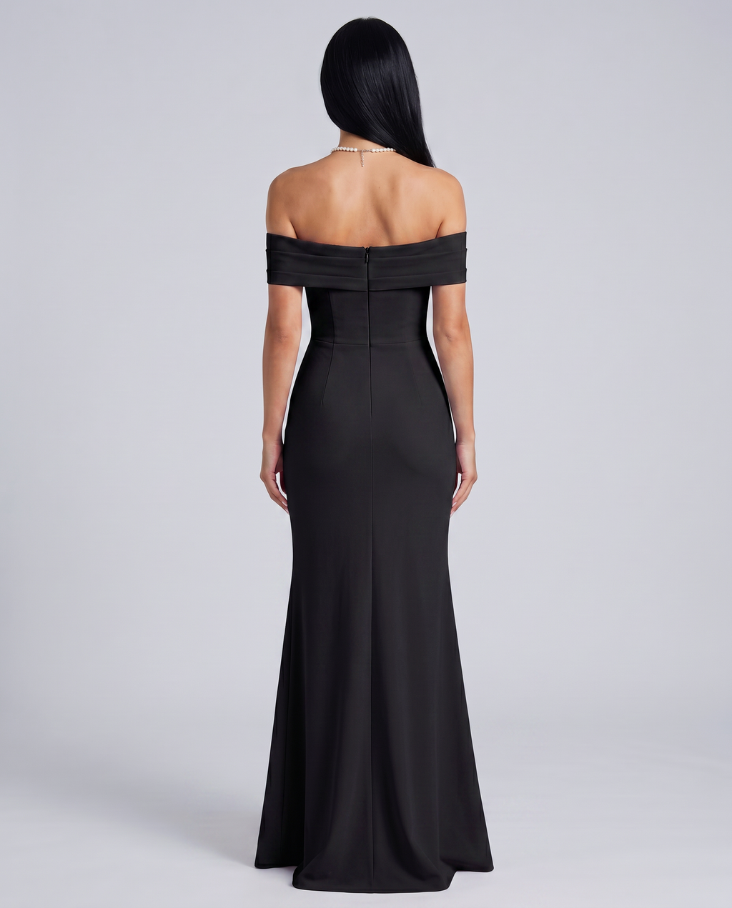 Alaine | Women's Draped Off Shoulder High Slit Maxi Dress