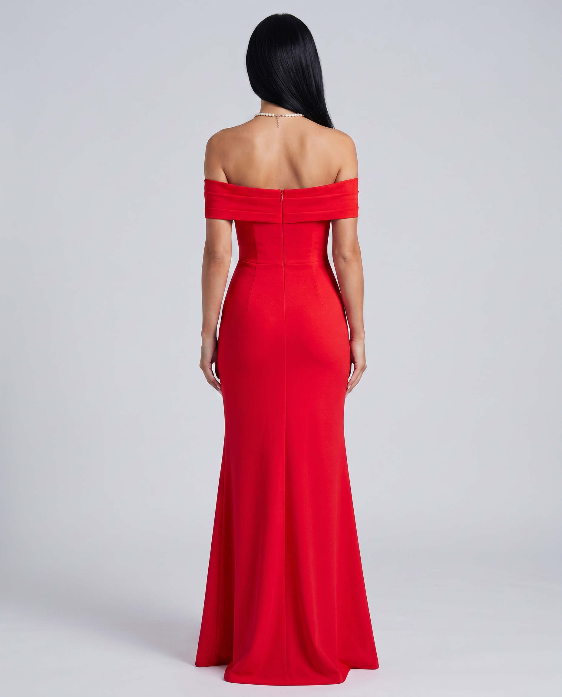 Alaine | Women's Draped Off Shoulder High Slit Maxi Dress
