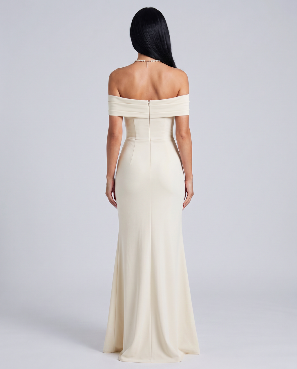 Alaine | Women's Draped Off Shoulder High Slit Maxi Dress