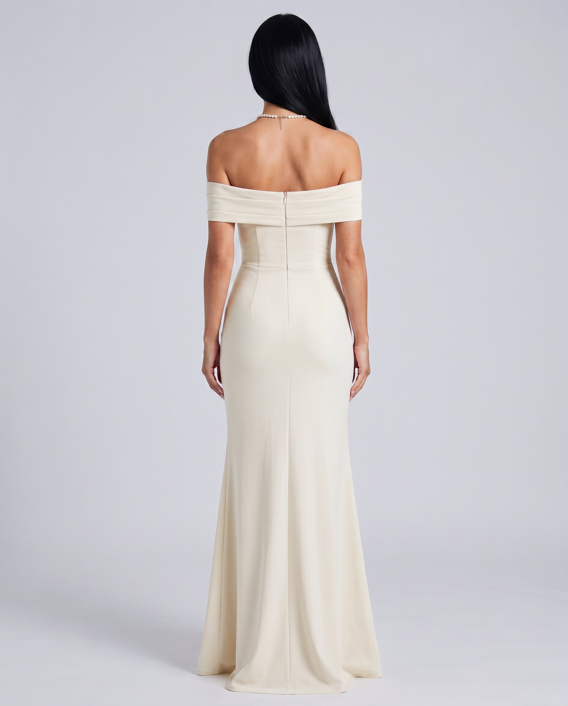 Alaine | Women's Draped Off Shoulder High Slit Maxi Dress