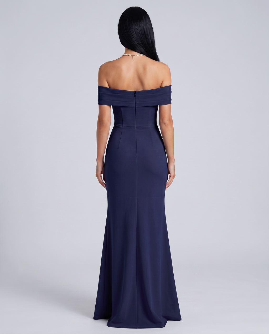 Alaine | Women's Draped Off Shoulder High Slit Maxi Dress
