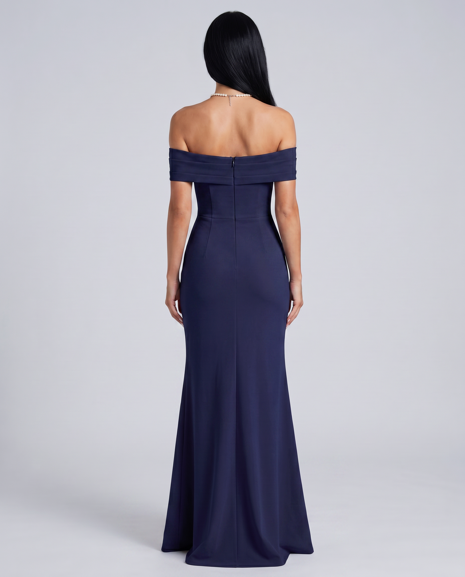 Alaine | Women's Draped Off Shoulder High Slit Maxi Dress