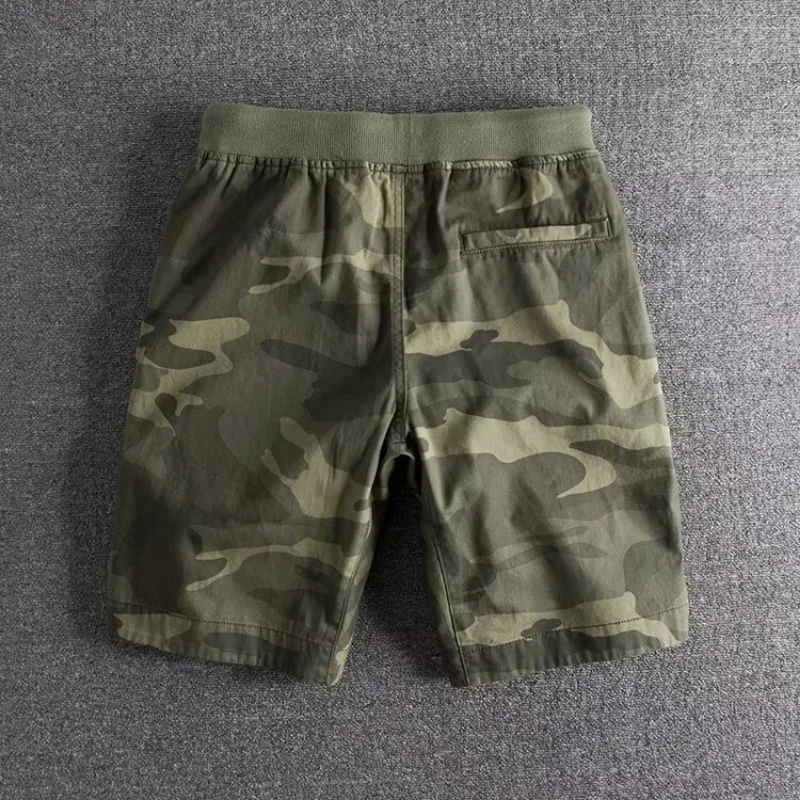 Alan | Men’s Drawstring Waist Camo Print Cargo Shorts