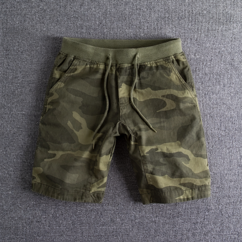 Alan | Men’s Drawstring Waist Camo Print Cargo Shorts