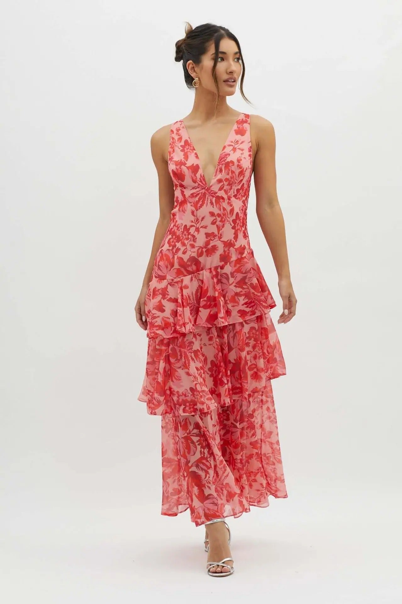 Alana | Women’s Floral Print Backless Wedding Guest Dress