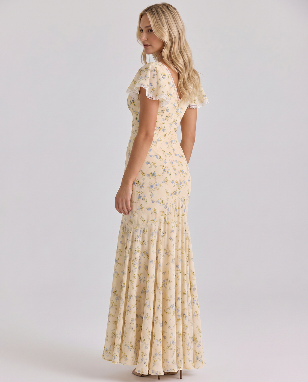 Alarice | Women's Floral V-Neck Asymmetrical Flowy Maxi Dress