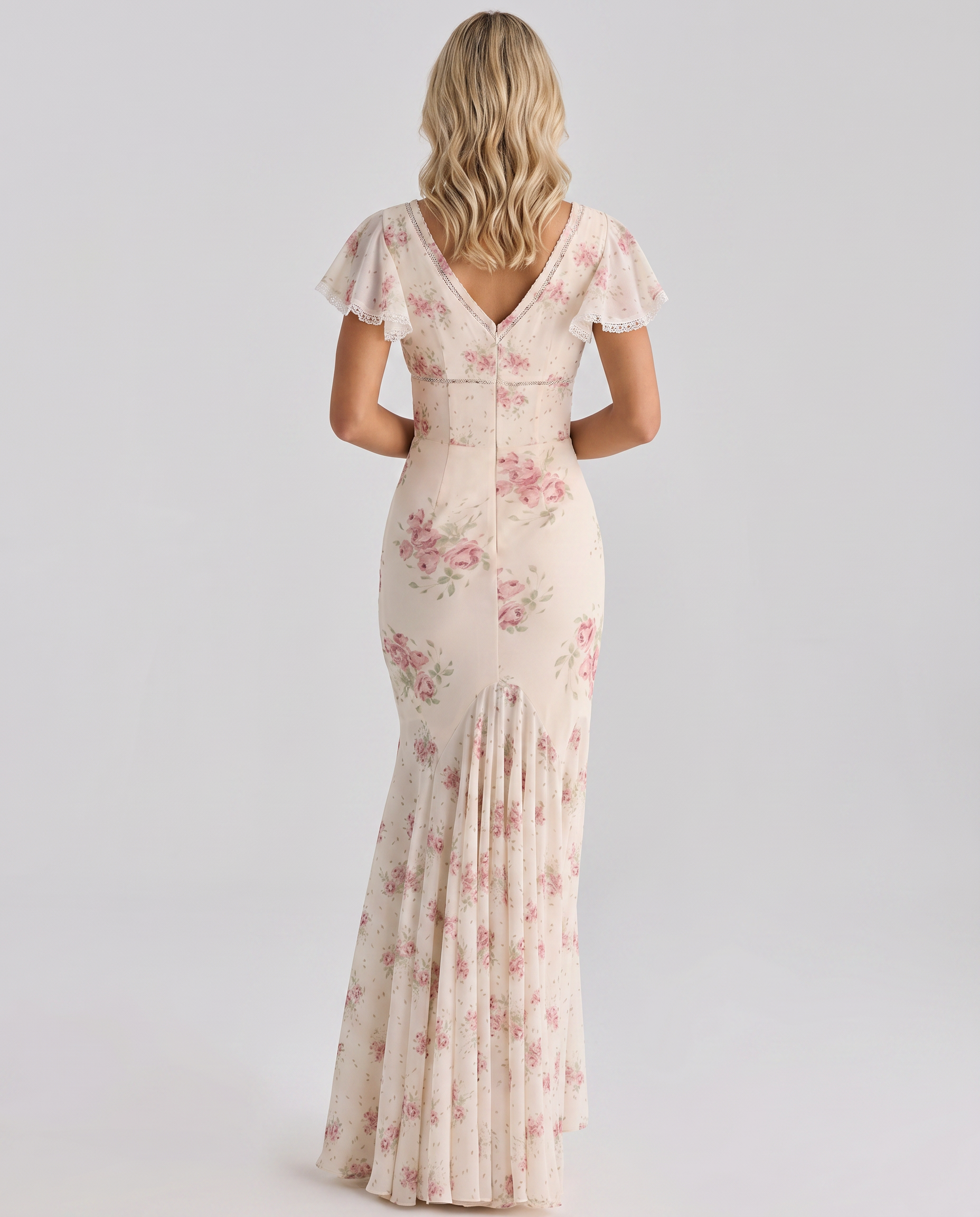 Alarice | Women's Floral V-Neck Asymmetrical Flowy Maxi Dress