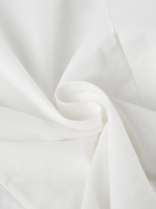Alavina | Women's Short Sleeve Turn Down Collar White Shirt