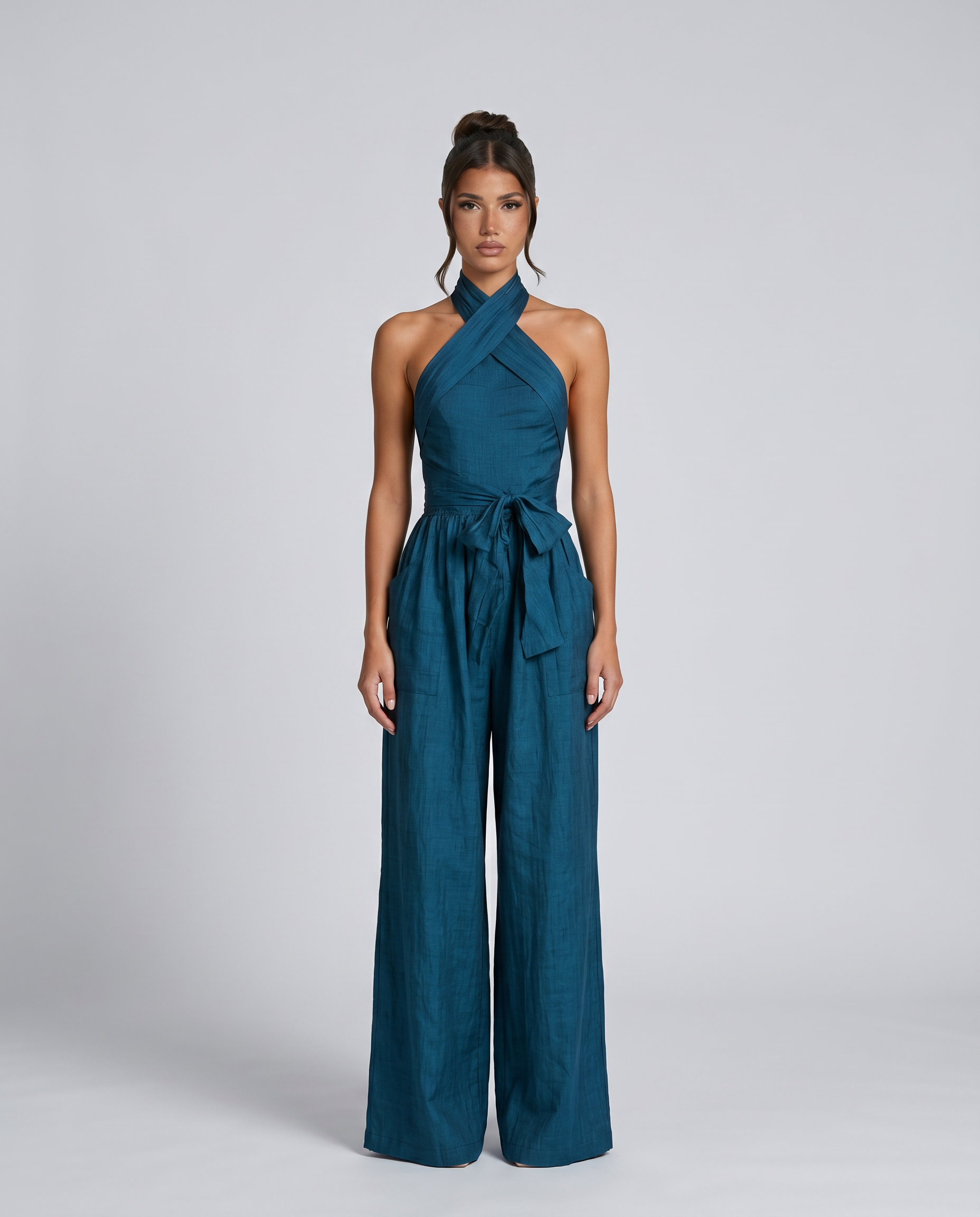 Alayna | Women's Draped Sleeveless Halter Neck Jumpsuit