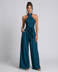 Alayna | Women's Draped Sleeveless Halter Neck Jumpsuit