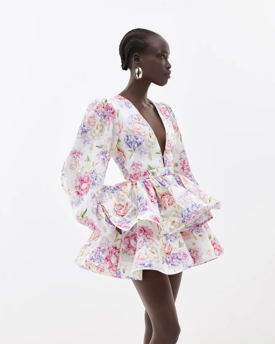 Albane | Women's Floral V Neck Wedding Guest Mini Dress