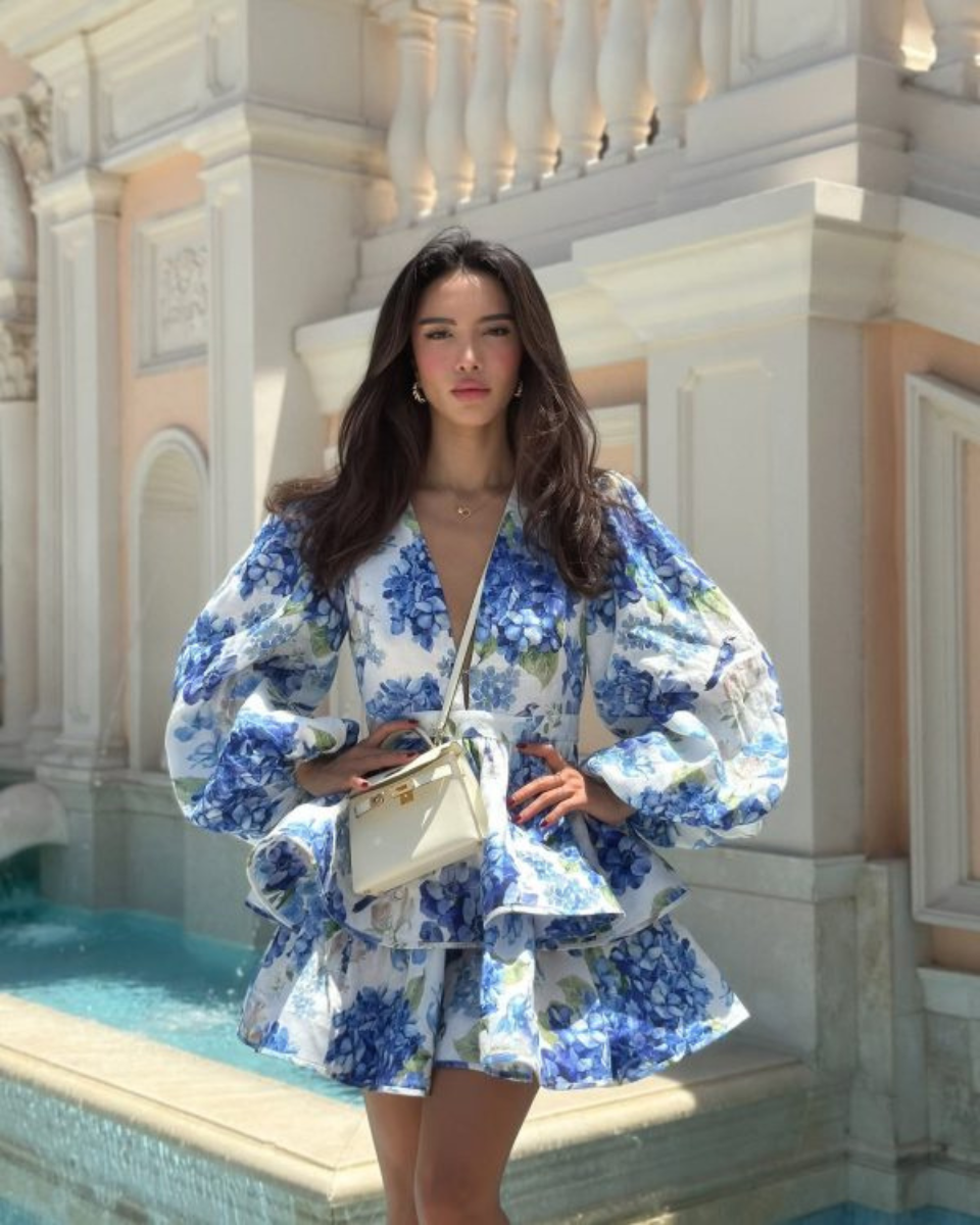 Albane | Women's Floral V Neck Wedding Guest Mini Dress