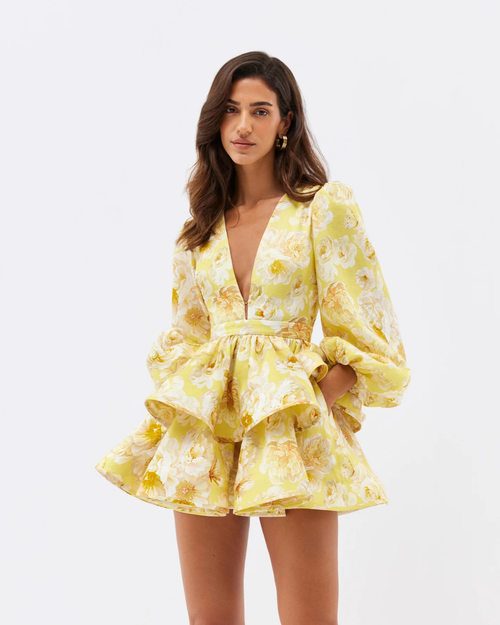 Albane | Women's Floral V Neck Wedding Guest Mini Dress