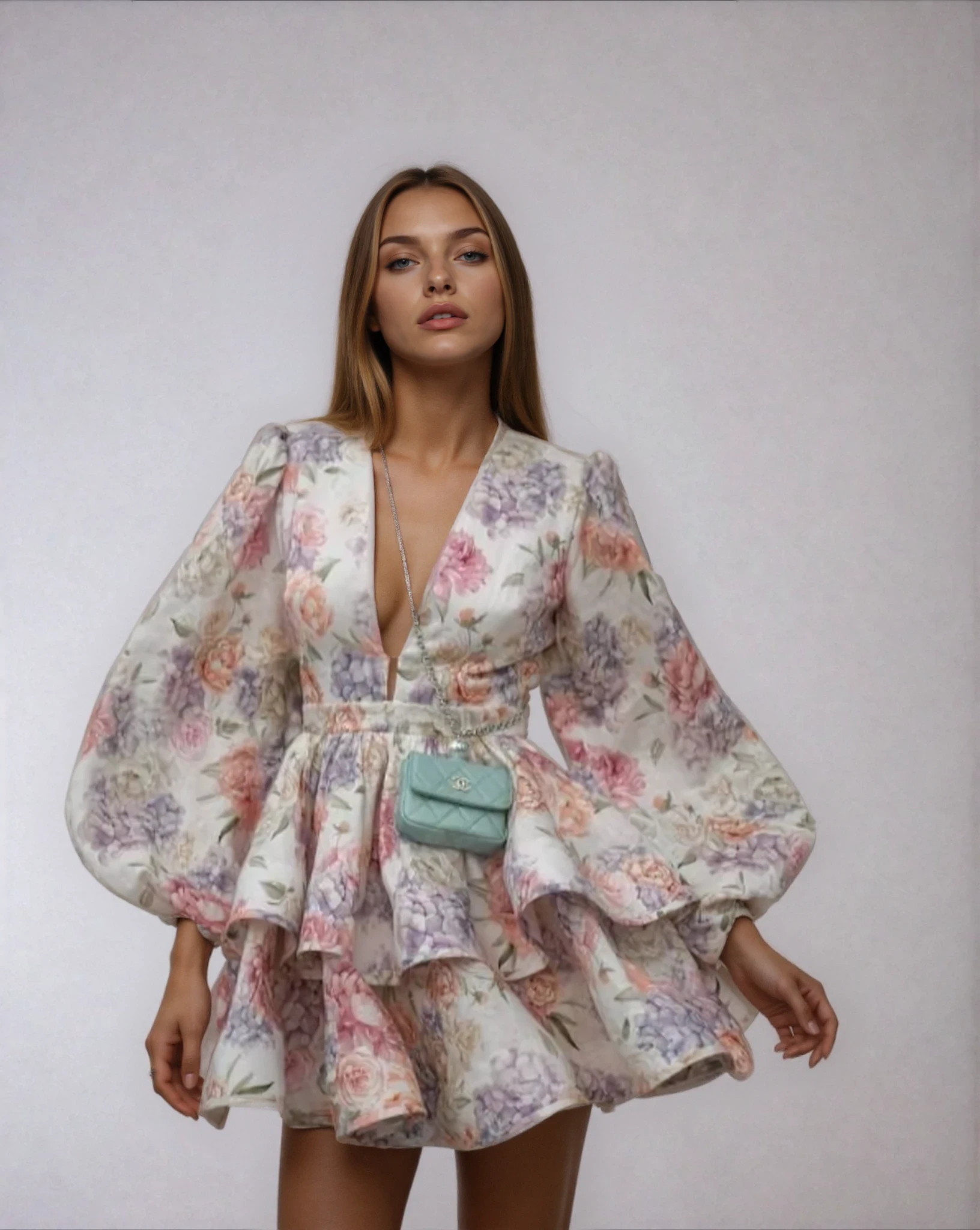 Albane | Women's Floral V Neck Wedding Guest Mini Dress